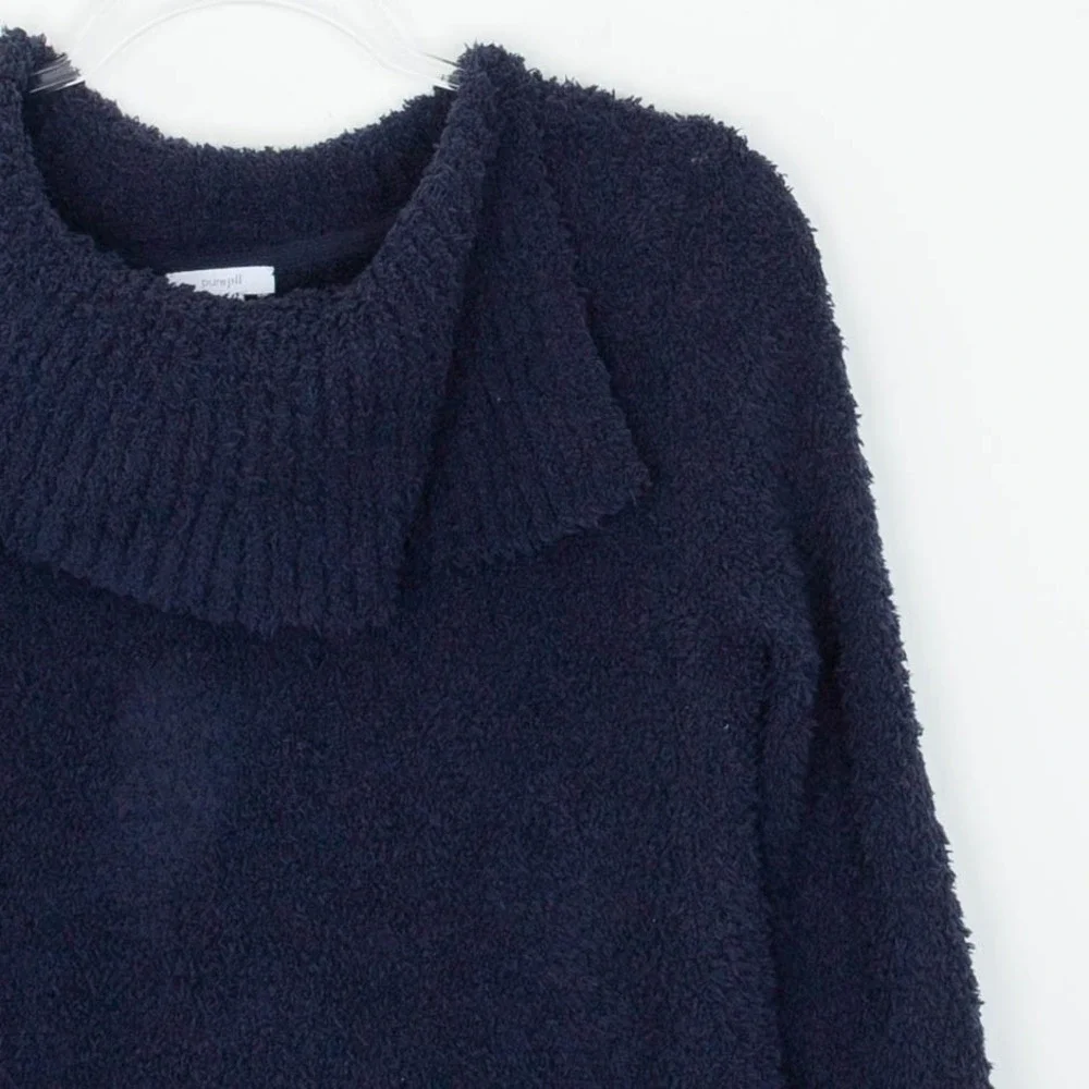 Pure Jill Navy Blue‎ Soft Cozy Cowl Neck Pullover Sweater S Petite Fuzzy Winter